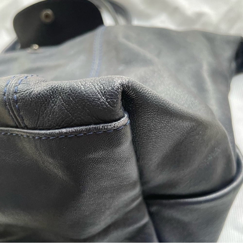 Dark Navy Blue Longchamp Le Pliage cuir - Picture 6 of 12